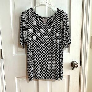 Patterned black and white shirt, size 1. Chico’s brand - stylish shirt